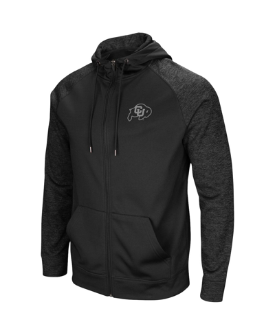 Colosseum Black Colorado Buffaloes Blackout 3.0 Tonal Raglan Full-zip Hoodie In Black