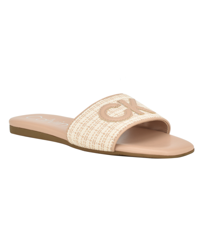Shop Calvin Klein Women's Yides Slip-on Square Toe Flat Sandals In Light Pink