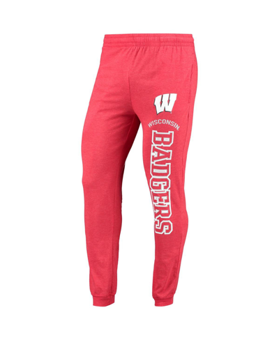 Concepts Sport Red/heather Charcoal Wisconsin Badgers Meter Long Sleeve Hoodie T-shirt & Jogger Paja In Red,heathered Charcoal