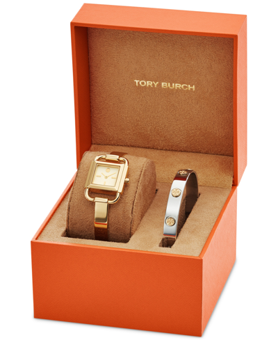 Shop Tory Burch Women's Phipps Gold-tone Stainless Steel Bracelet Watch 22mm Gift Set In Multicolor