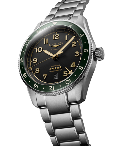 Longines Men's Swiss Automatic Spirit Zulu Time Stainless Steel Bracelet Watch 42mm In Black