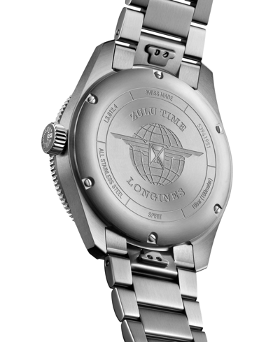 Longines Men's Swiss Automatic Spirit Zulu Time Stainless Steel Bracelet Watch 42mm In Black