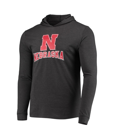Concepts Sport Men's  Scarlet, Charcoal Nebraska Huskers Meter Long Sleeve Hoodie T-shirt And Jogger In Scarlet,charcoal