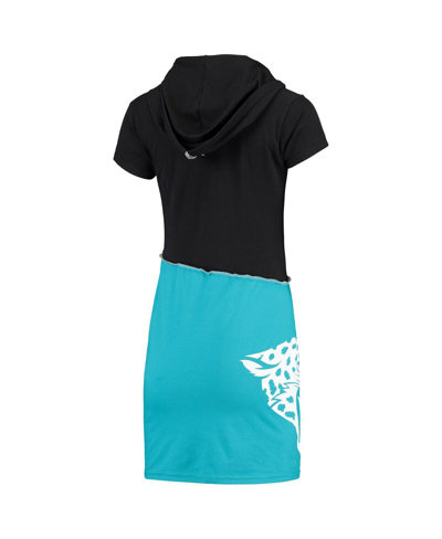 Shop Refried Apparel Women's  Black, Teal Jacksonville Jaguars Hooded Mini Dress In Black,teal