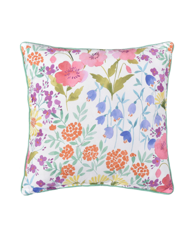 J By J Queen Jules Wildflower Quilted Decorative Pillow, 18" X 18" In Turquoise