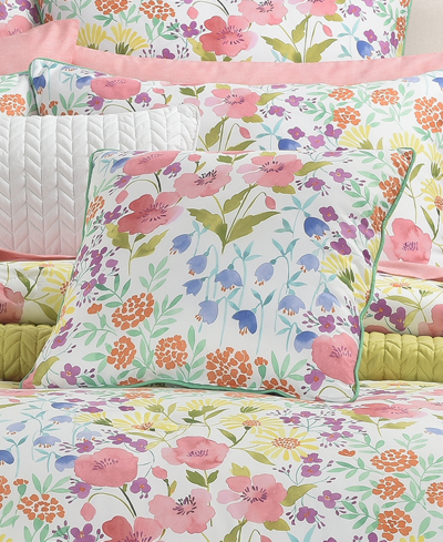 J By J Queen Jules Wildflower Quilted Decorative Pillow, 18" X 18" In Turquoise