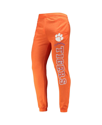 Concepts Sport Orange/heather Charcoal Clemson Tigers Meter Long Sleeve Hoodie T-shirt & Jogger Paja In Orange,charcoal