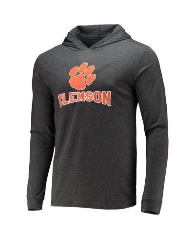 Concepts Sport Orange/heather Charcoal Clemson Tigers Meter Long Sleeve Hoodie T-shirt & Jogger Paja In Orange,charcoal