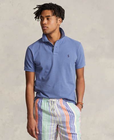 Shop Polo Ralph Lauren Men's Cotton Custom Slim Fit Mesh Polo Shirt In French Blue