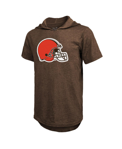 Majestic Men's  Threads Deshaun Watson Brown Cleveland Browns Player Name & Number Short Sleeve Hoodi In Brown