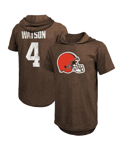 Shop Majestic Men's  Threads Deshaun Watson Brown Cleveland Browns Player Name & Number Short Sleeve Hoodi