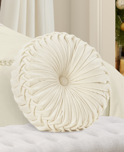 J Queen New York Noelle Tufted Decorative Pillow, 15" Round In Winter White