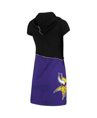 Refried Apparel Black/purple Minnesota Vikings Sustainable Hooded Mini Dress In Black,purple