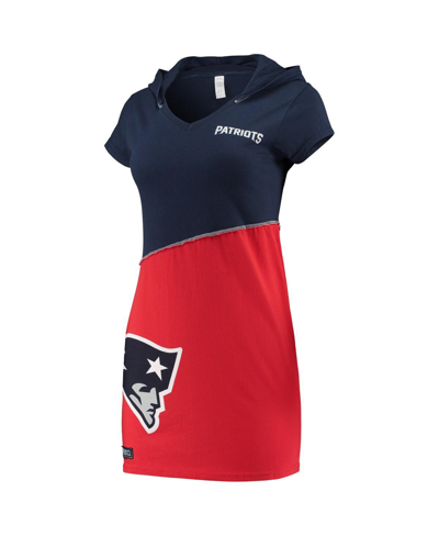Refried Apparel Navy/red New England Patriots Sustainable Hooded Mini Dress In Navy,red
