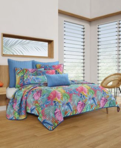 Shop J By J Queen Hanalei Tropical Quilt Sets In Turquoise