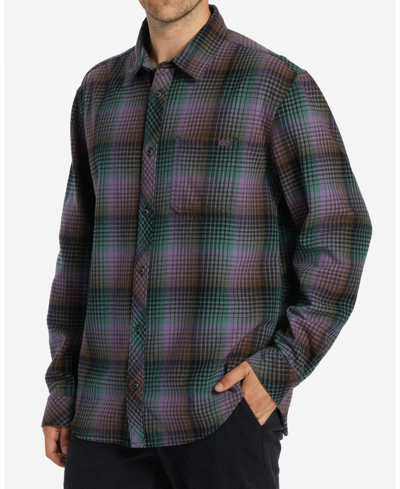 Shop Billabong Men's Coastline Long Sleeve Flannel Shirt In Dusty Grape