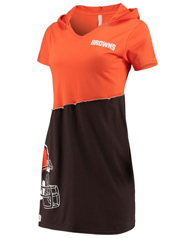 Shop Refried Apparel Women's Orange, Brown Cleveland Browns Hooded Mini Dress In Orange,brown