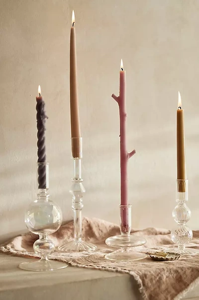 Terrain Iridescent Geo Glass Candlestick In Clear