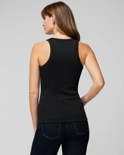 Shop White House Black Market Wide Ribbed Tank Top In Black