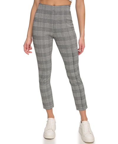 Shop Marc New York Andrew Marc Sport Women's Glen Plaid Pintucked Pull-on Ankle Pants In Black