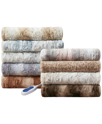 Beautyrest Zuri Oversized Faux Fur Heated Throw, 50 X 70 In Dark Grey