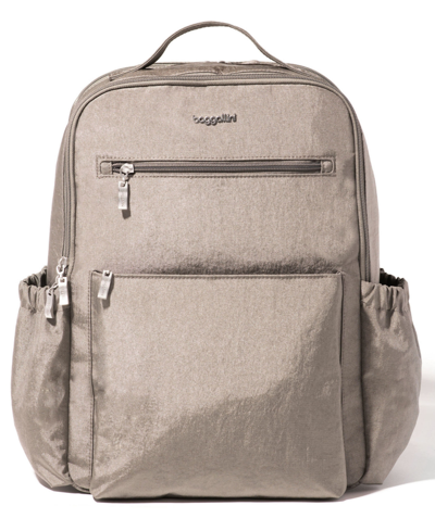 Shop Baggallini Tribeca Expandable Small Laptop Backpack In Sterling Shimmer
