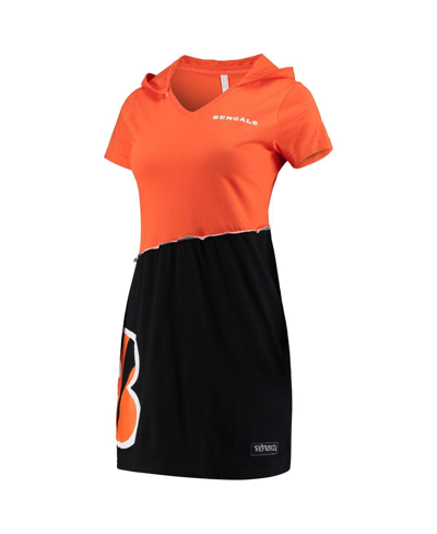 Shop Refried Apparel Women's  Orange, Black Cincinnati Bengals Hooded Mini Dress In Orange,black