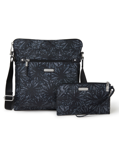 Shop Baggallini Go Bag With Rfid Wristlet In Onyx Floral
