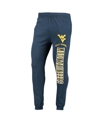 Concepts Sport Navy/heather Charcoal West Virginia Mountaineers Meter Long Sleeve Hoodie T-shirt & J In Navy,heathered Charcoal