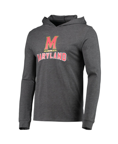 Concepts Sport Red/heather Charcoal Maryland Terrapins Meter Long Sleeve Hoodie T-shirt & Jogger Paj In Red,heathered Charcoal