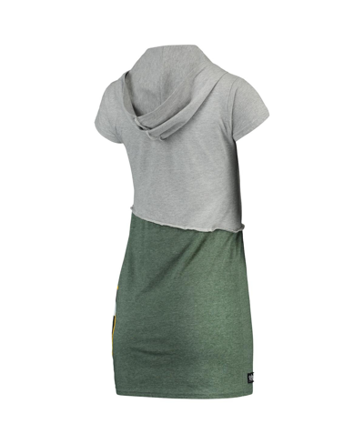 Shop Refried Apparel Women's  Gray And Green Green Bay Packers Hooded Mini Dress In Gray,green
