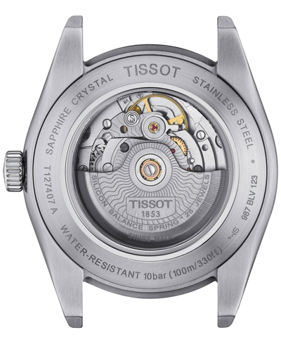Tissot Men's Swiss Automatic Gentleman Powermatic 80 Silicium Stainless Steel Bracelet 40mm In Blue