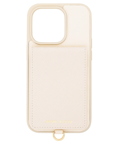 Shop Anne Klein Women's Ivory Saffiano Leather Iphone 13 And 14 Case