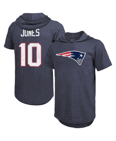 Shop Majestic Men's  Threads Mac Jones Navy New England Patriots Player Name And Number Tri-blend Hoodie T