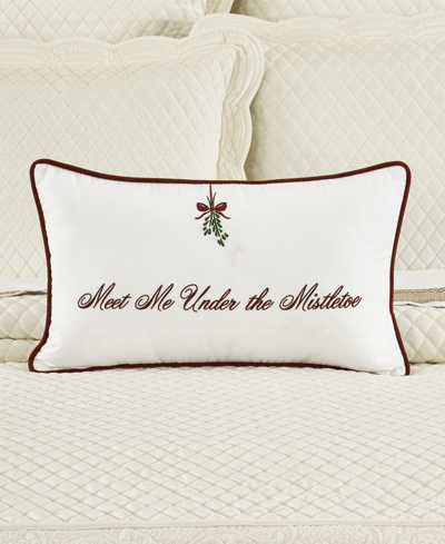 J Queen New York Mistletoe Boudoir Embellished Decorative Pillow, 18" X 18" In Winter White