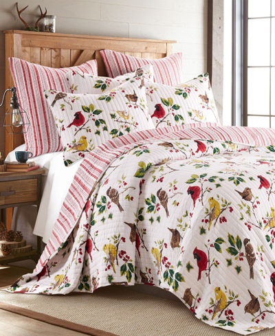 Levtex Joybirds Watercolor Etched Reversible Quilt, Full/queen In Red