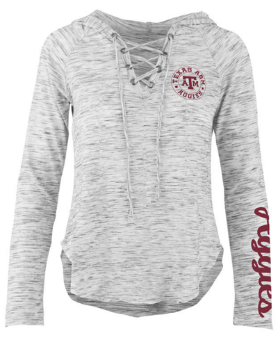 Shop Pressbox Women's Texas A&m Aggies Spacedye Lace Up Long Sleeve T-shirt In Gray,heather
