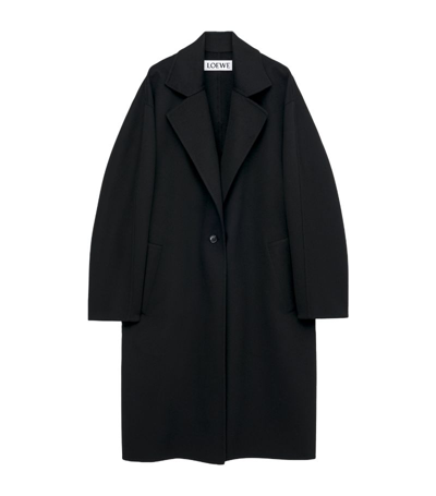 Shop Loewe Wool-cashmere Coat In Black
