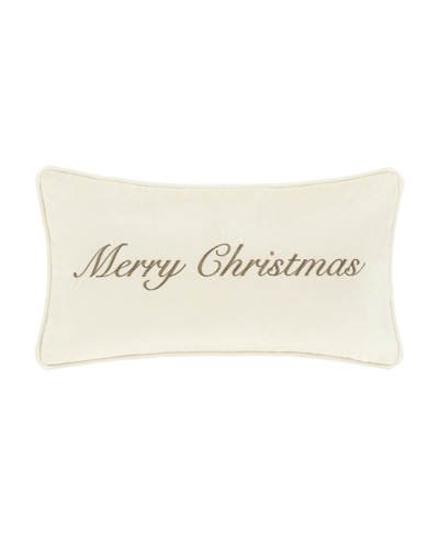 Shop J Queen New York Merry Christmas Boudoir Decorative Pillow, 11" X 20" In Winter White