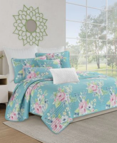 Shop J By J Queen Esme Quilt Sets In Turquoise