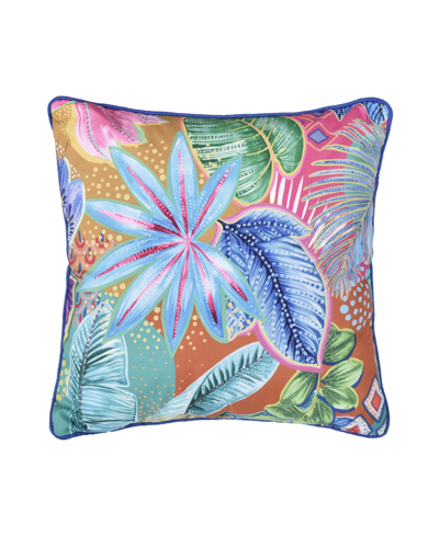 Shop J By J Queen Hanalei Square Decorative Pillow, 18" X18" In Turquoise