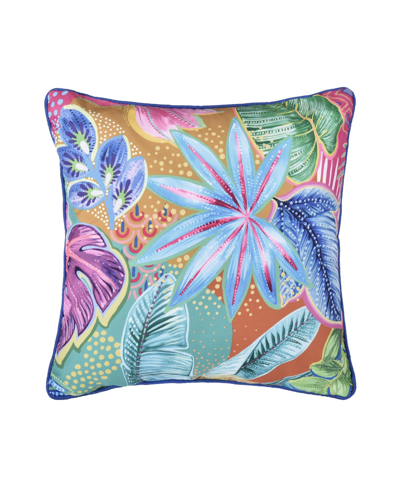 Shop J By J Queen Hanalei Square Decorative Pillow, 18" X18" In Turquoise