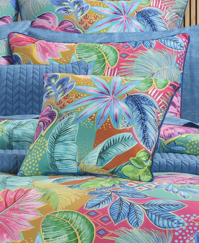 J By J Queen Hanalei Decorative Pillow, 18" X 18" In Turquoise