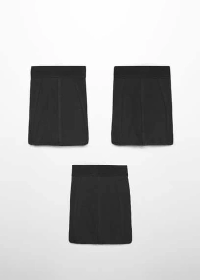 Shop Mango Man 3-pack Of Black Cotton Boxer Shorts Black