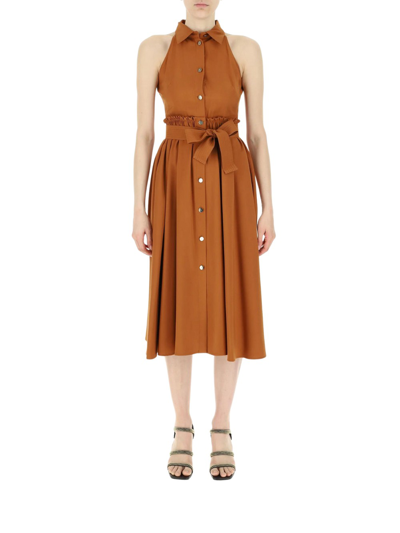 Pre-owned Liu •jo Kleid Mit Kragen Liu Jo Von Passen Regular, Damen Farbe Brown In Burnt Dehna