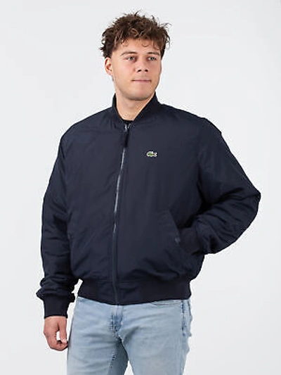 Pre-owned Lacoste Reversible Bomber Herren Freizeitjacke Blau Grün Bh0550-mi7 In Navy / Dark Green