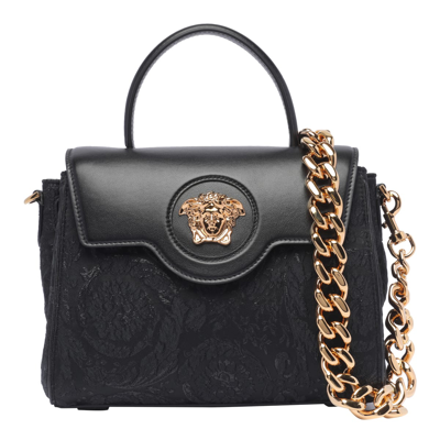 Shop Versace La Medusa Cloquet Hand Bag In Black