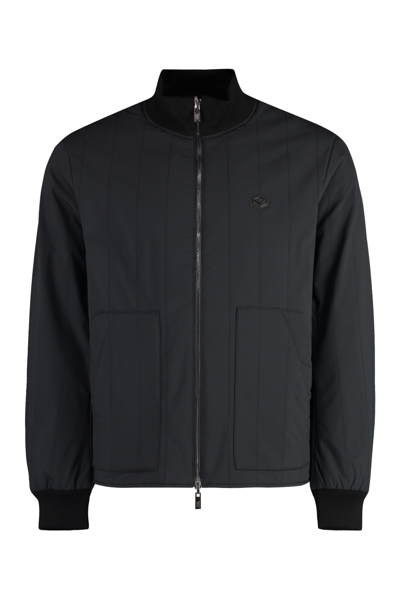 Shop Emporio Armani Reversible Bomber Jacket In Black