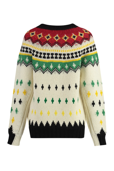 Shop Moncler Jacquard Wool Sweater In Multicolor