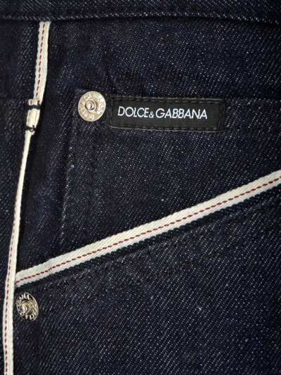 Shop Dolce & Gabbana Contrasting Profiles Jeans In Black